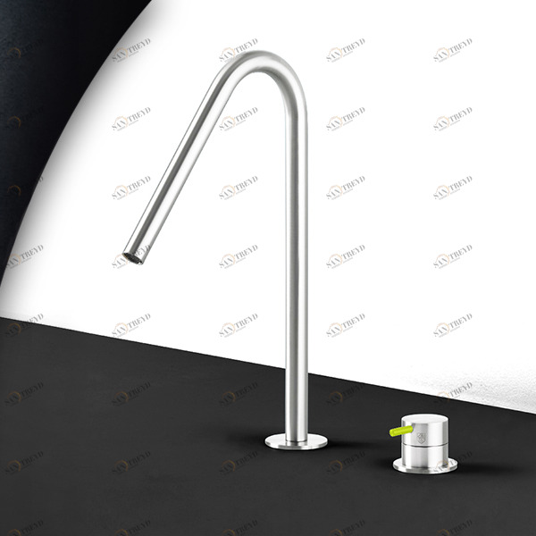 Смеситель для раковины сталь глянцевая с зеленой ручкой Toki Radomonte TKI31LCIL23