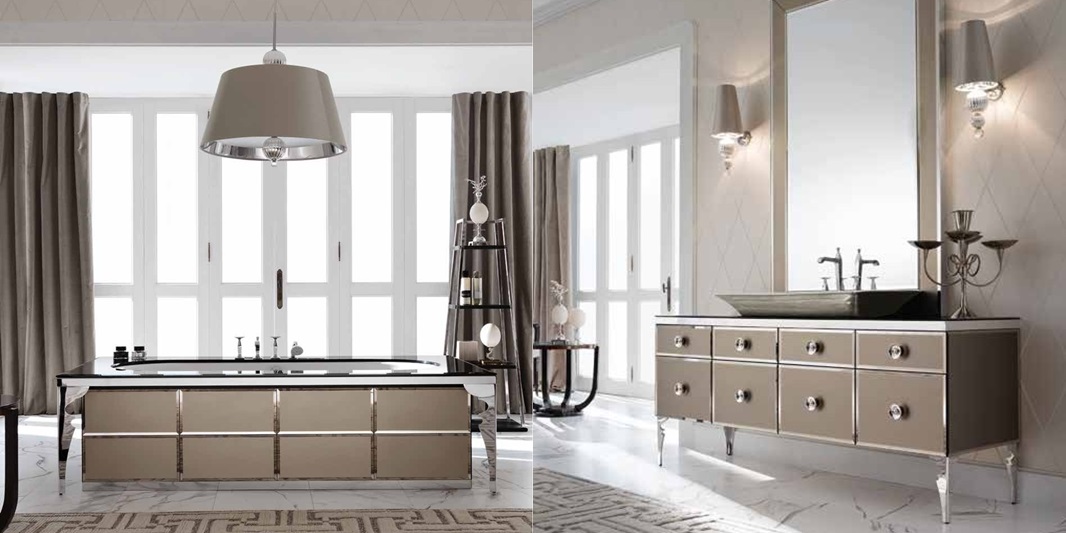 Комбинация ванной комнаты M03 в отделке VETRO MILLDUE MAJESTIC бронза MAJESTIC03 - Вид №1