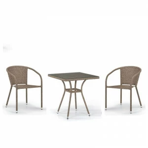 Мебель садовая, столик и кресла светло-коричневые на 2 персоны Nikos AFINA  130545 Коричневый