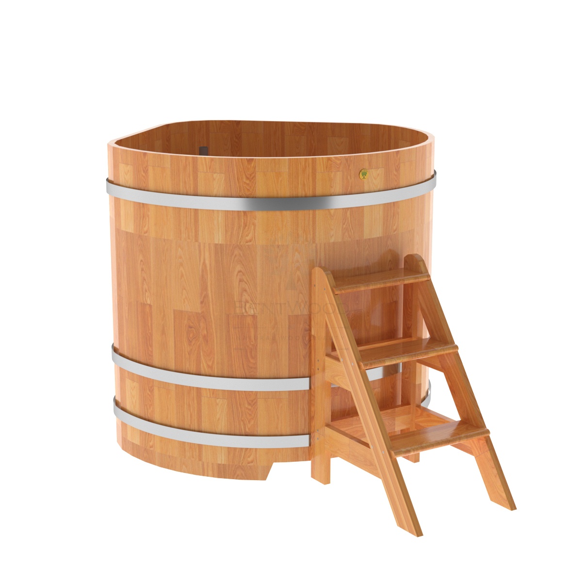 1577 Купель угловая из сращенных ламелей лиственницы 1,19х1,19х1,2 натуральная Alyarus 