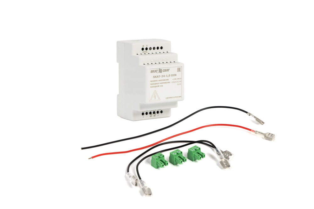 SKAT-24-1.0 DIN power supply 24v 1.3a battery ext. 2х4.5-12ah charge current 1.0 – iload. Бастион  - Вид №3