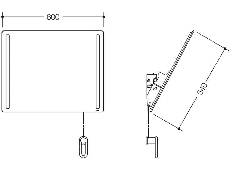 801.01.400 Зеркало со светодиодной подсветкой базовое HEWI Serie 477/801  - Вид №2