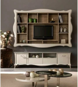 CorteZari Настенная оборудованная стена с подставкой под телевизор Zoe gold