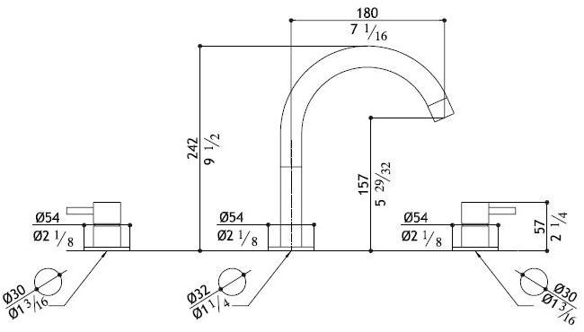 MGS Смеситель для раковины на 3 отверстия из нержавеющей стали Minimal sun-id-1359057 - Вид №3