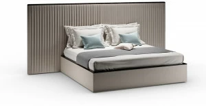 Reflex Двуспальная кровать из кожи с обитым изголовьем Plissè
