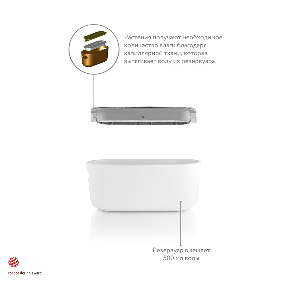 568168 Кашпо для растений с функцией самополива белое Eva Solo  - Вид №7