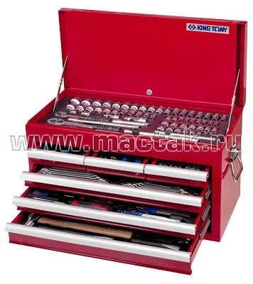 KING TONY Набор инструментов универсальный, выдвижной ящик, 219 предметов Верстакофф 911-000CR