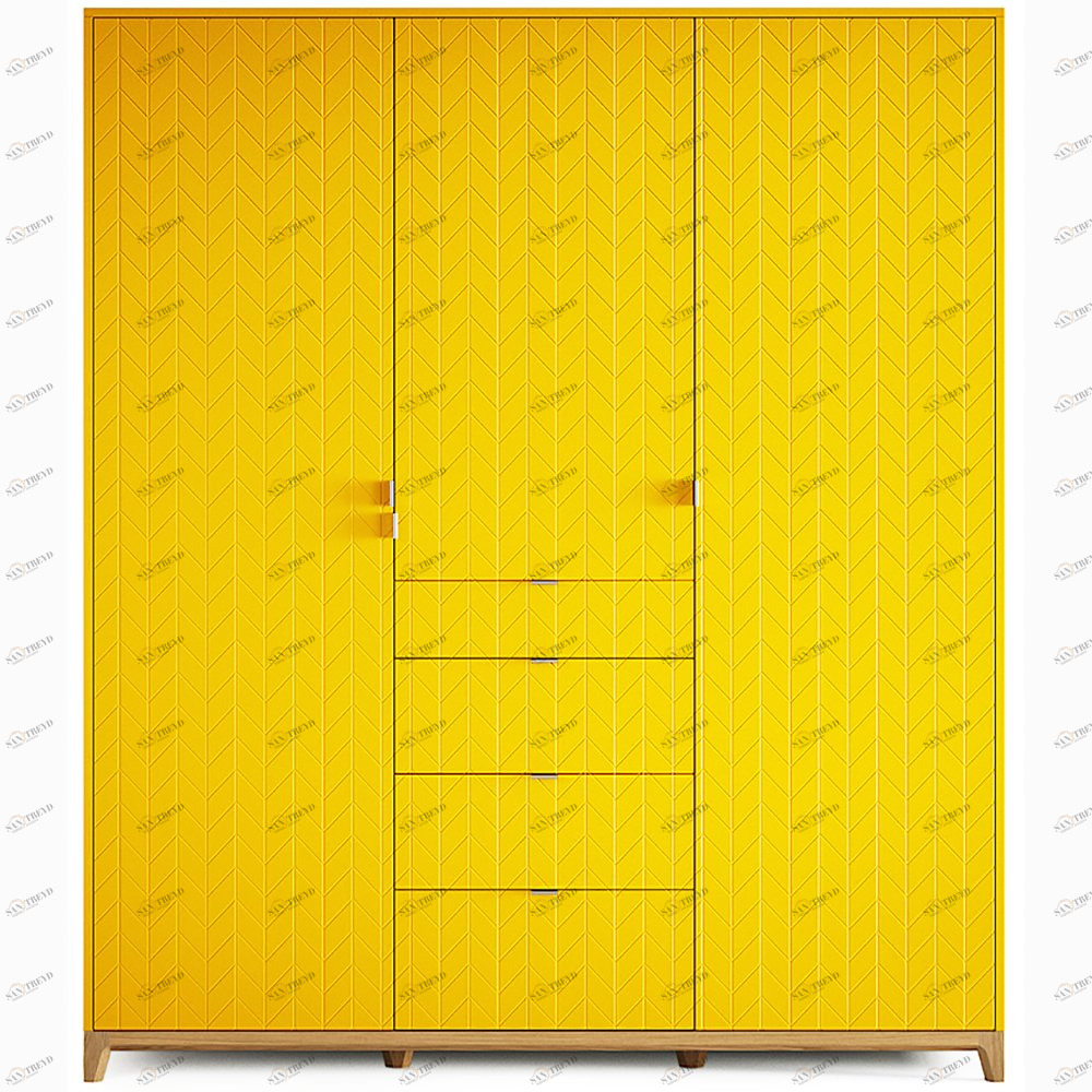 Шкаф трехстворчатый с ящиками желтый Case №2 THE IDEA  210395 Желтый 