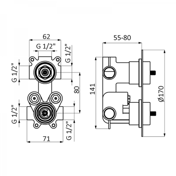 Смеситель для душа AURA GRB MIXERS 75120752 - Вид №1