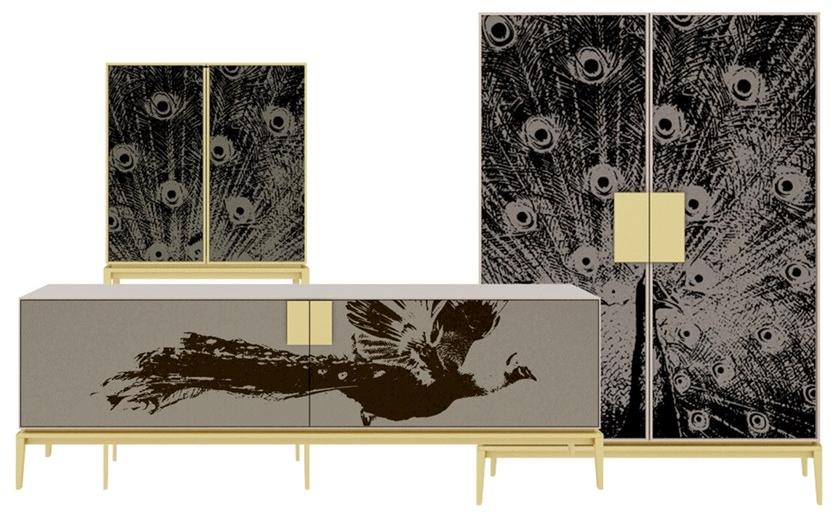 Paolo Castelli Лакированный буфет из мдф и сатинированного стекла Peacock sun-id-1445408 - Вид №2