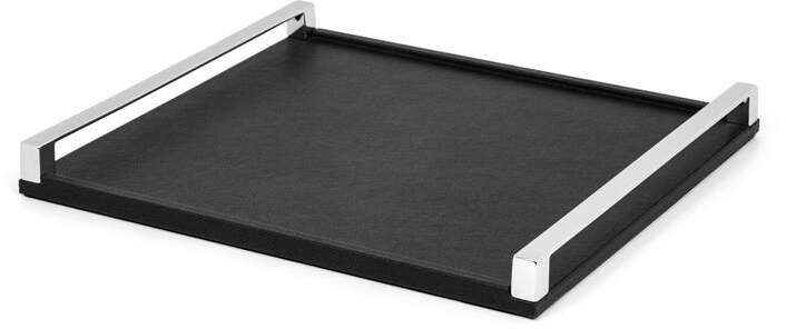 Giove Поднос - 36X33 см/металл-хром/тканая кожа_кремовый