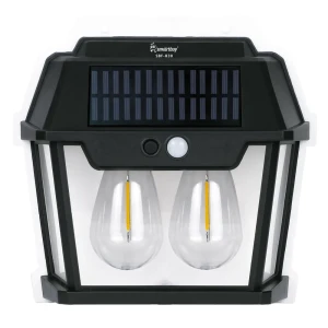 Светильник уличный настенный светодиодный на солнечных батареях Smartbuy на 2 лампы с датчиком движения цвет черный/прозрачный