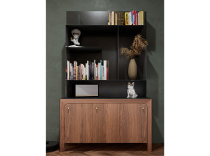 Книжный шкаф из стали и грецкого ореха