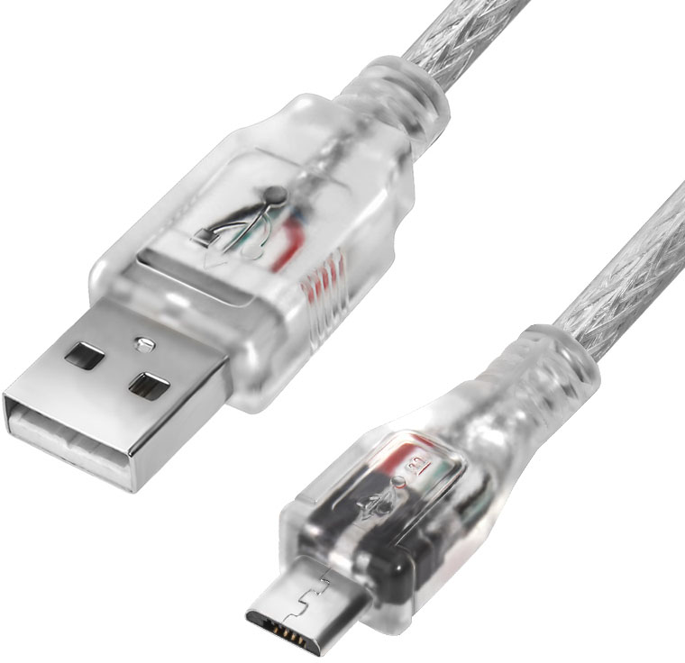 GCR-UA2MCB2-BB2S-1.8m кабель 1.8m usb 2.0, am/microb 5pin, прозрачный, 28/28 awg, экран, армированный, морозостойкий Greenconnect Santreyd 