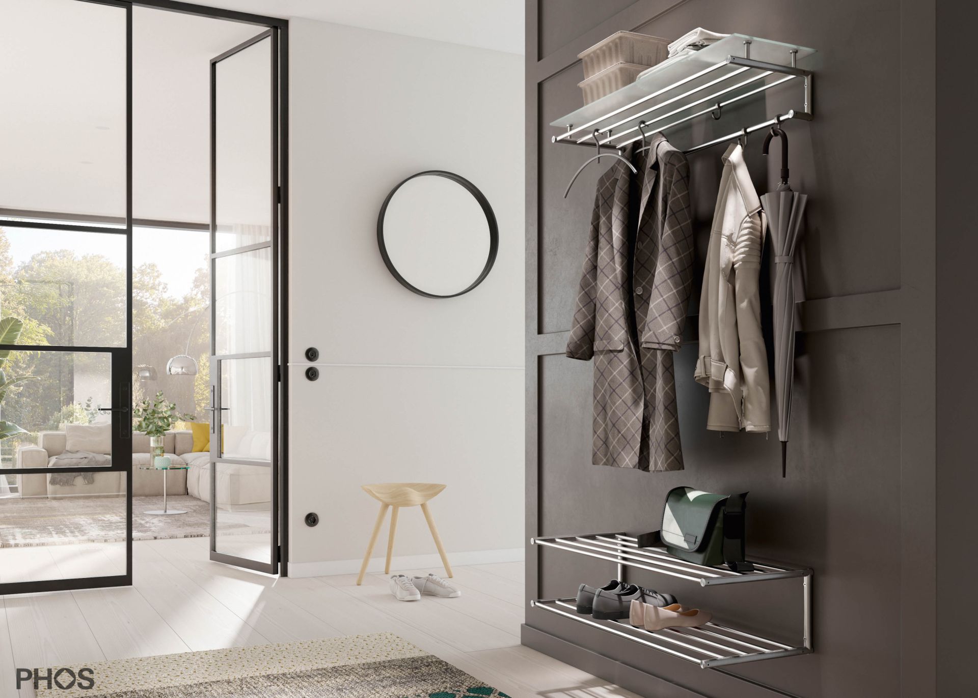 SR900-2W Полка для обуви настенная, 1 поле, 2 уровня, ширина 90 см PHOS  - Вид №3