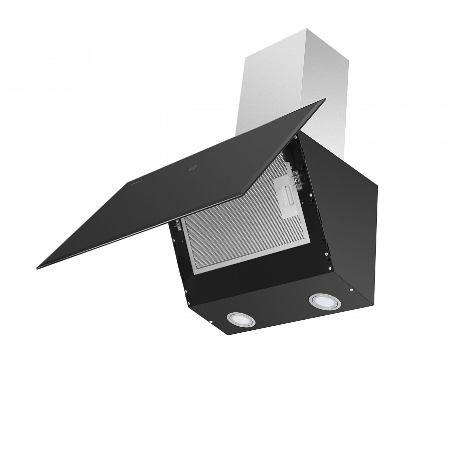 TOPAZ 60 Glass Black Вытяжка topaz 60 черное стекло/ тип:наклонная, сенсорное управление, 650м3, площадь кухни до 20м2, 3 скорости, светодиодное освещение, в опции: угольный фильтр cf103t, черное стекло Maunfeld Santreyd  - Вид №10
