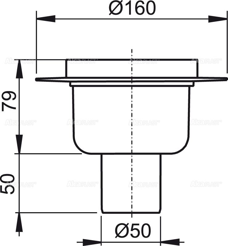 Корпус сливного трапа DN50, подводка – прямая ALCAPLAST APV6000 - Вид №1