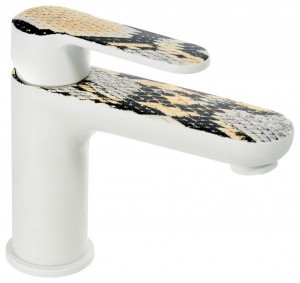 77003BPI Emmevi Nefer, однорычажный смеситель для раковины с донным клапаном, цвет белый/питон