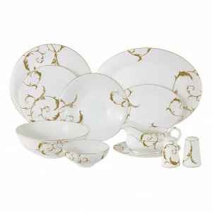 Сервиз обеденный фарфоровый белый с золотым на 6 персон, 27 предметов "Элегия Голд" ANNA LAFARG EMILY ЭЛЕГИЯ 00-3946668 Белый;золото