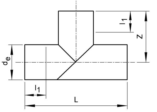 SANIT 227447000100020 Тройник 90 °, PE 100, SDR 17, длинные сварные  - Вид №1