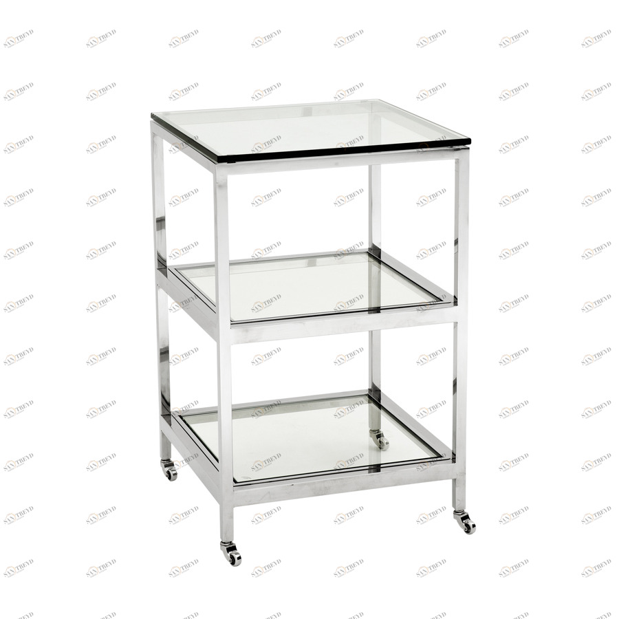 Столик сервировочный на колесиках стеклянный с полками Henley от Delight Collection DELIGHT COLLECTION  242660 Прозрачный;хром 