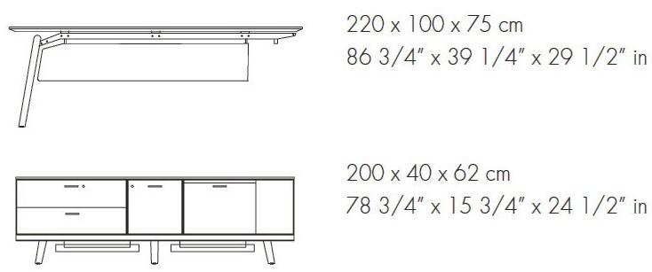 Прямоугольный письменный стол из дуба со встроенной полкой Rail Santreyd sun-id-1451315 - Вид №4
