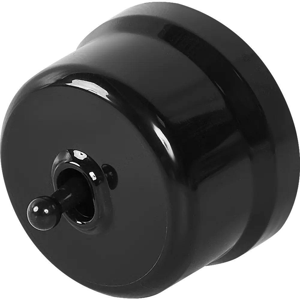 Выключатель Electraline одноклавишный в глянцевом черном исполнении 84229212 Лофт STLM-0047240