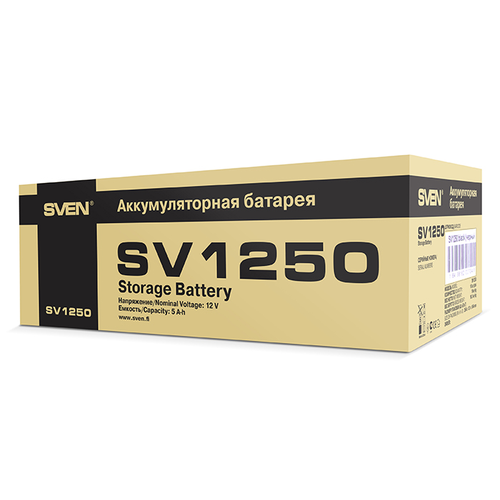 SV-0222005 Battery sv 1250 (12v 5ah), 12v voltage, 5a*h capacity, max. discharging rate of 80a, max. charging rate 1.5a, the type of lead-acid agm, type lead terminal f1 Sven Santreyd  - Вид №4
