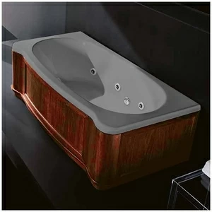 Ванна Gruppo treesse New Classic Young STX-V674B-SX-WO-SE серая с гидромассажем и дезинфекцией прямоугольная левая деревянная панель орех