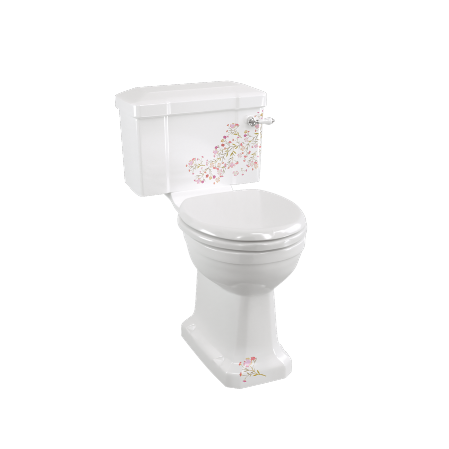 Burlington Bespoke Стандартный закрытый унитаз Bespoke Oriental Blossom с бачком с рычагом 520 P5 BLOSS C1 BLOSS 
