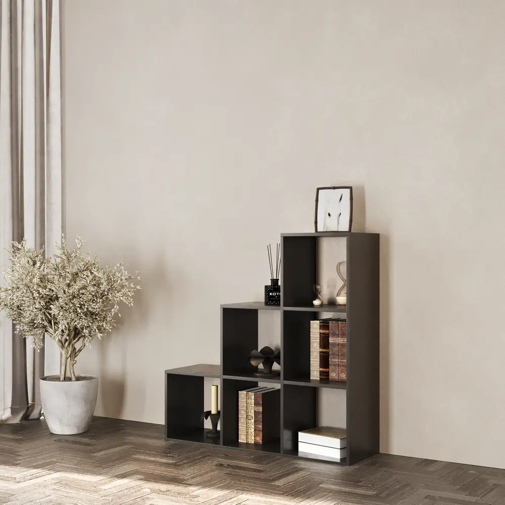 Стеллаж Spaceo KUB 123K 6 секций 104x104x31.5 см ЛДСП цвет графит STLM-2120848