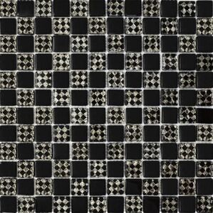 805 мозаика микс черная-ромб платина 300х300 чип 23х23 (кор 0,54м/6шт/0,09м)