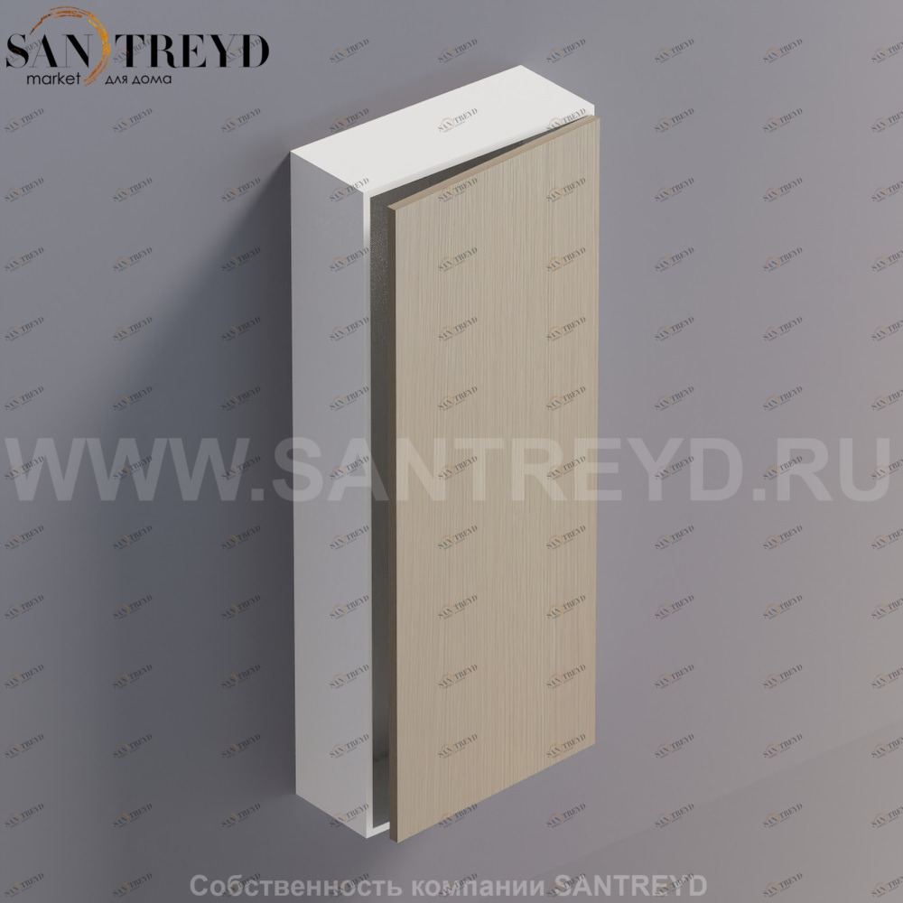 LIFT Модульный шкаф 100 см с правой дверью на доводчиках. Модули могут располагаться горизонтально и вертикально. Отделка: белая краска и серый дуб. AMOB053RCLZDX Agape