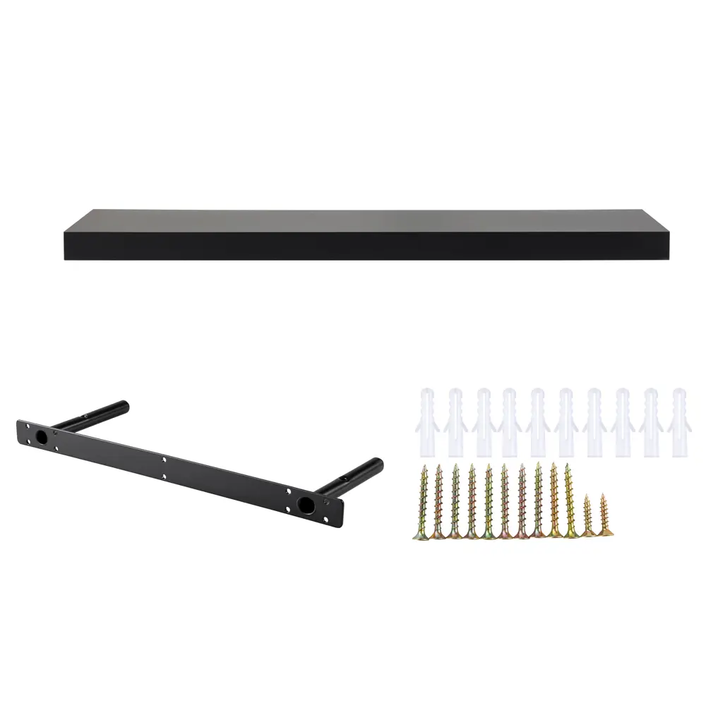 Настенная полка KONSENSA 80x23.5 см со скрытым креплением МДФ цвет черный 89425860 STLM-2080671  - Вид №6