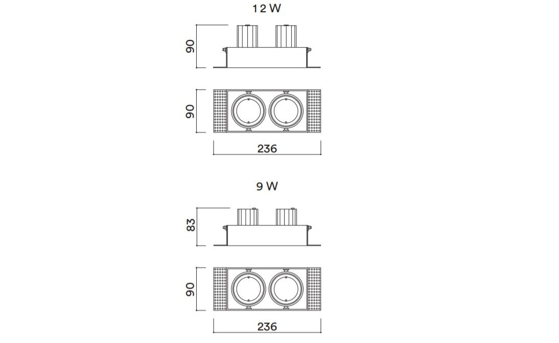 С порошковым покрытием алюминий несколько светодиодных утопленных прожекторов HER TRIM 50 2 ARCH-00011274