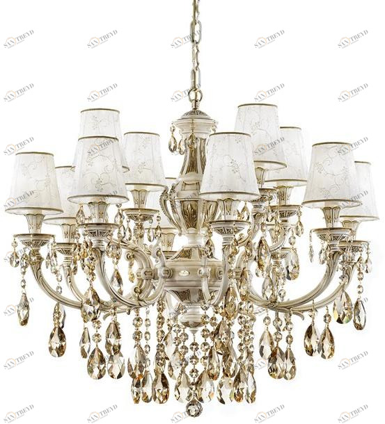 Possoni Illuminazione Антикварная люстра из белого / золота с кристаллами swarovski® Windsor 888/8+4-pz-gs