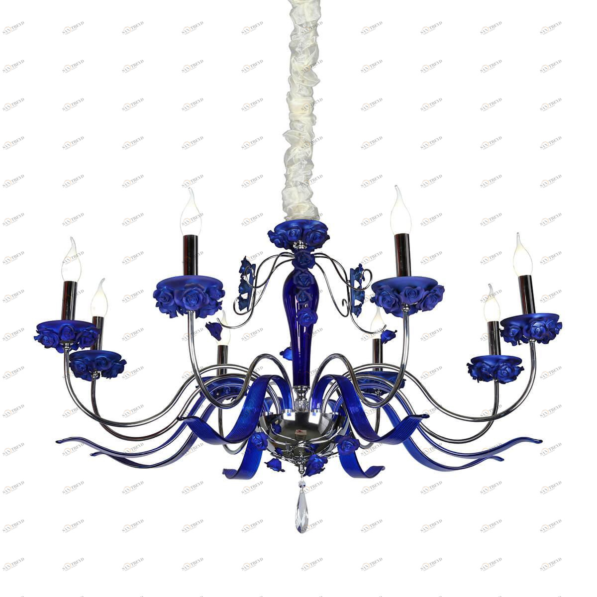 Подвесная люстра Omnilux Muntiggioni OML-70403-08 OMNILUX ДИЗАЙНЕРСКИЕ, MUNTIGGIONI CHROME 187094 Синий 