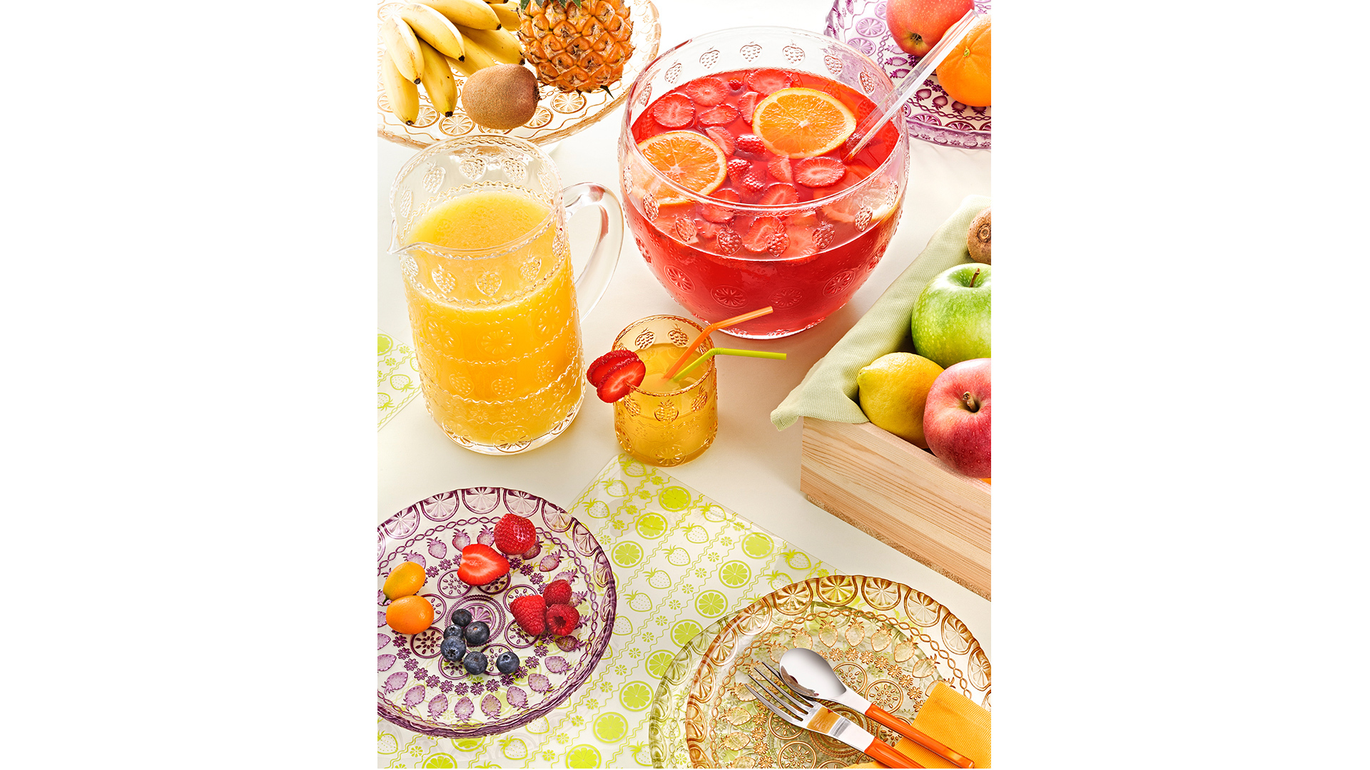 10607607 IVV Блюдо круглое IVV "Витамины" 32см (зелёный узор) Стекло  - Вид №1