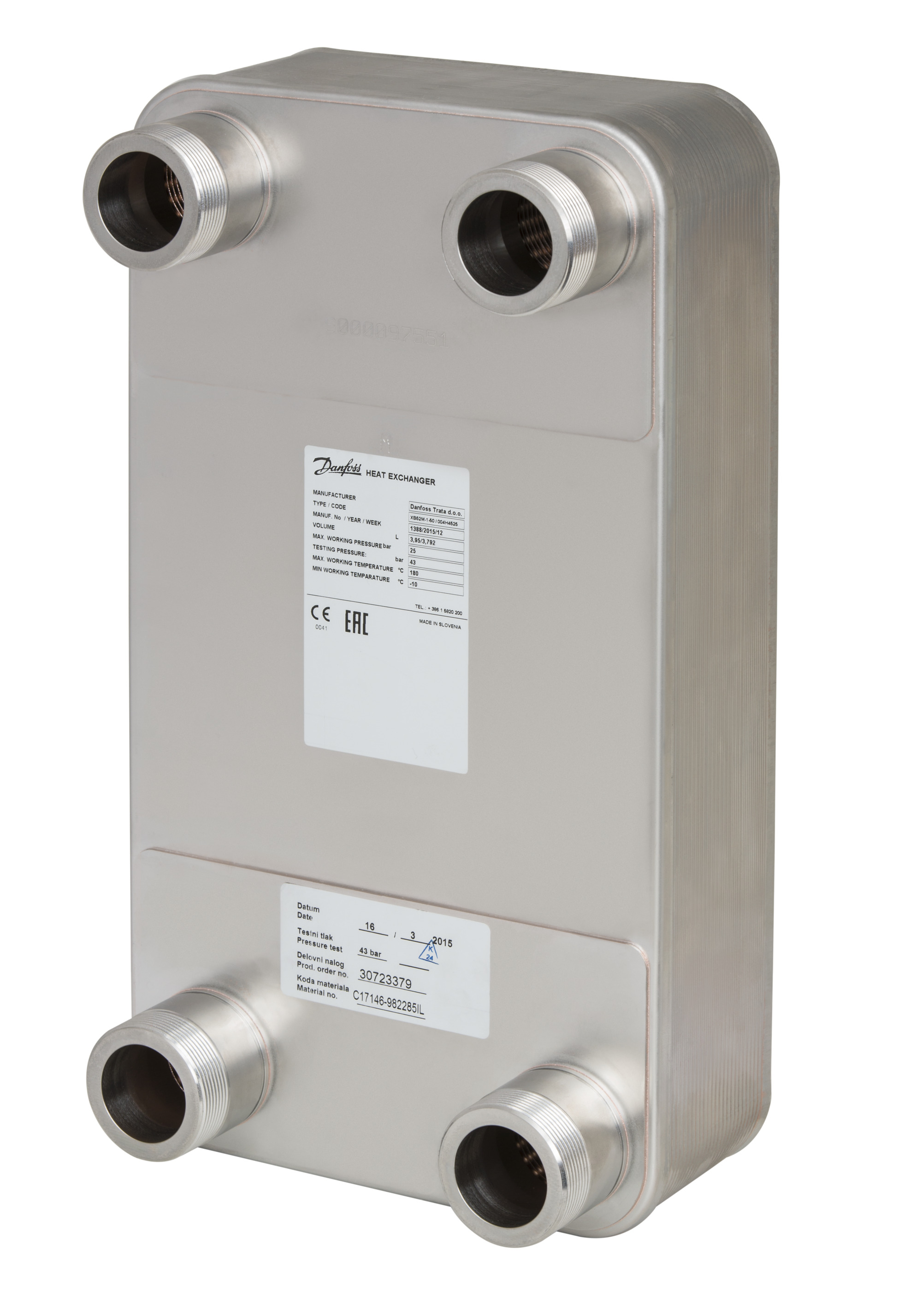 Danfoss Паяный пластинчатый теплообменник серии XB52M XB 52M-1-60 PN25 паяный ТО G2 004H4526  - Вид №7