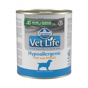 ПР0058320*6 Корм для собак Vet Life Hypoallergenic при аллергиях, рыба с картофелем паштет банка 300г (упаковка - 6 шт) Farmina