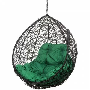 Подвесное кресло в виде капли черное с зеленой подушкой Tropica Black BS BIGARDEN  00-3974110 Черный
