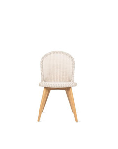 Плетеный и тиковый садовый стул без подлокотников