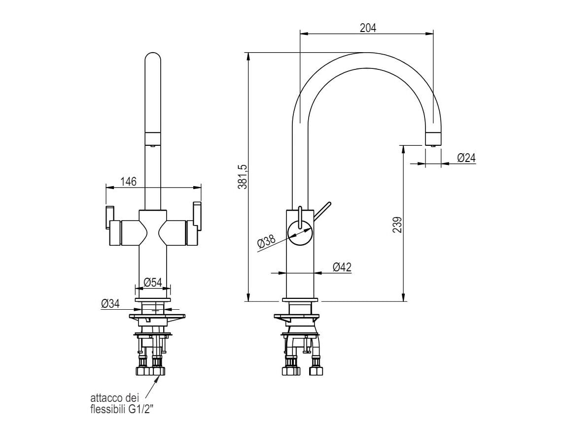 Однорычажный смеситель для кухни из нержавеющей стали Super Inox 0500109X ARCH-00016602 - Вид №1