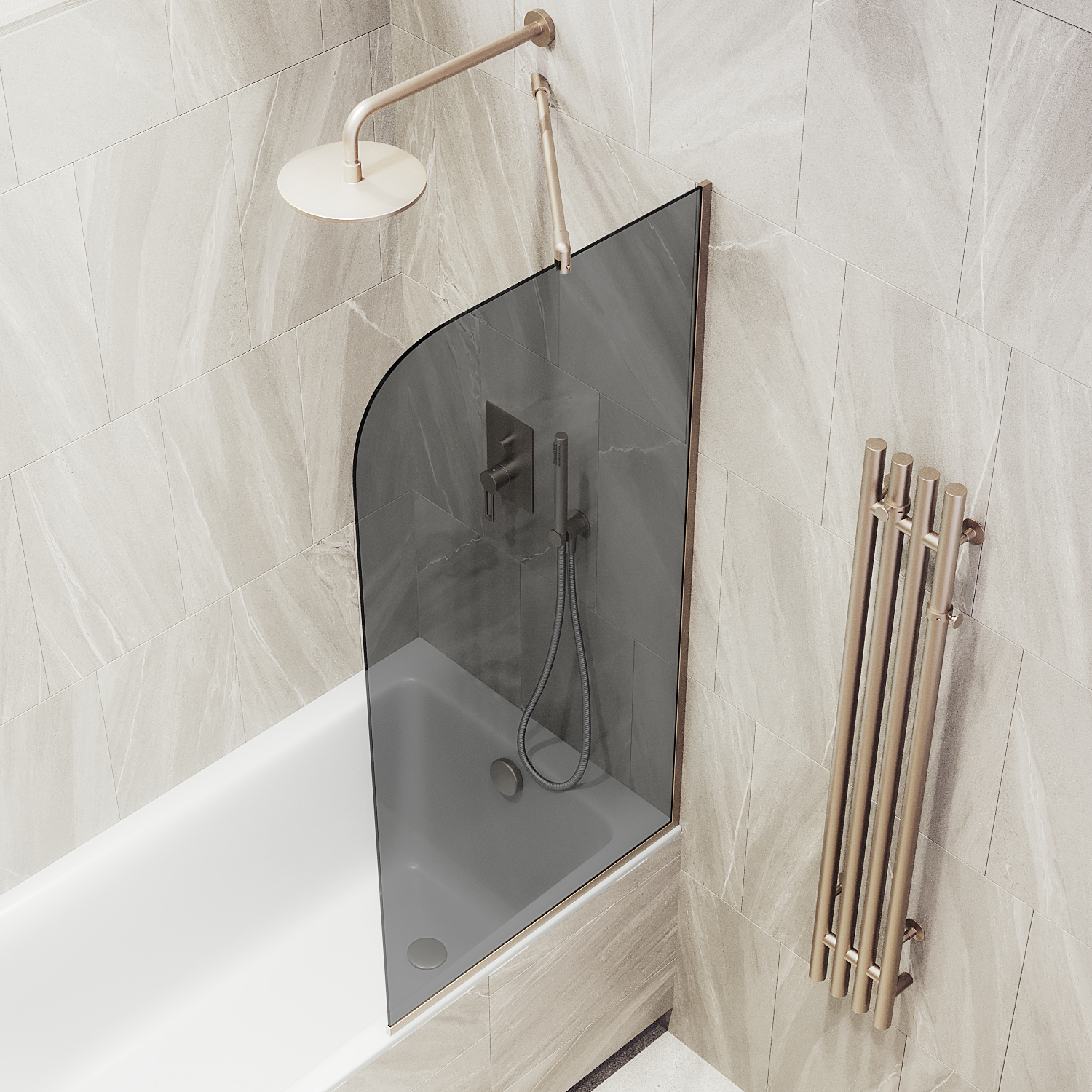Шторка для ванны в узком профиле ST-152-2у Public Steel