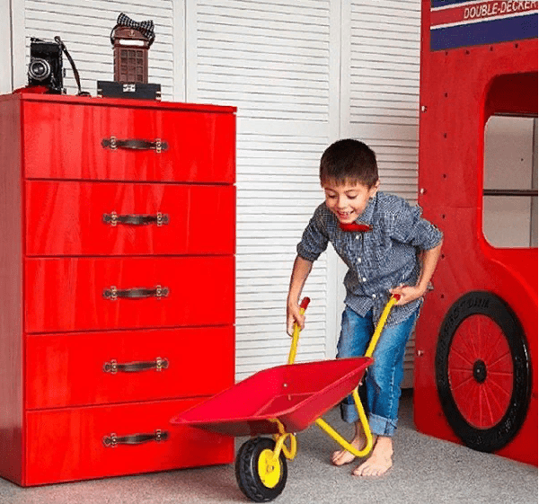 Комод детский высокий с 5 ящиками "Лондон" МАНДАРИН ЛОНДОН 178735 Красный Santreyd  - Вид №4