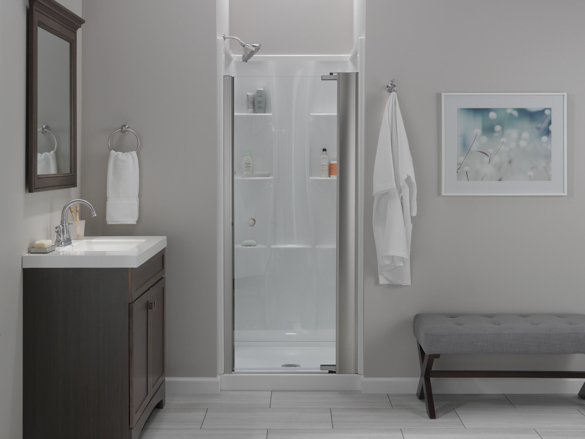 Настенная душевая кабина Classic 400 32 x 32 дюйма Delta Faucet B78910-3232-WH - Вид №5