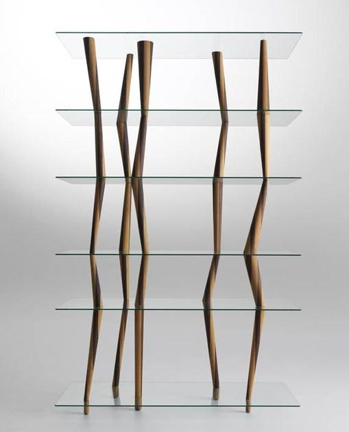 Casamania & Horm Двусторонний открытый книжный шкаф из дерева и стекла Sendai sun-id-1428943 - Вид №2