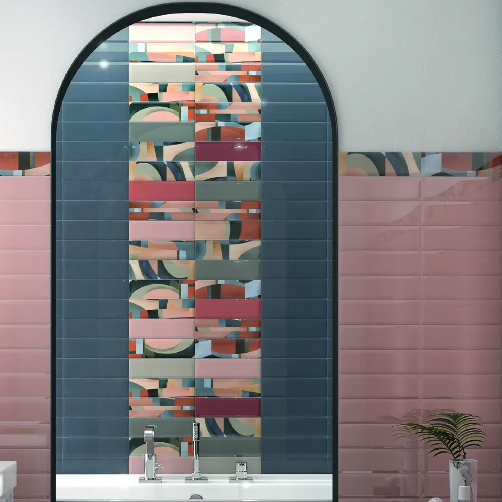 Декор настенный Kerama Marazzi Закат 1 8.5x28.5 см глянцевый цвет розовый 83024178 STLM-2087904