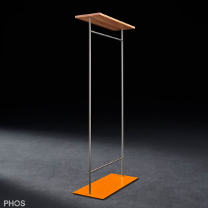 GST2-Eiche-BPO Двойной шкаф с гладкой штангой для одежды и полкой из дуба, основание: оранжевое. PHOS