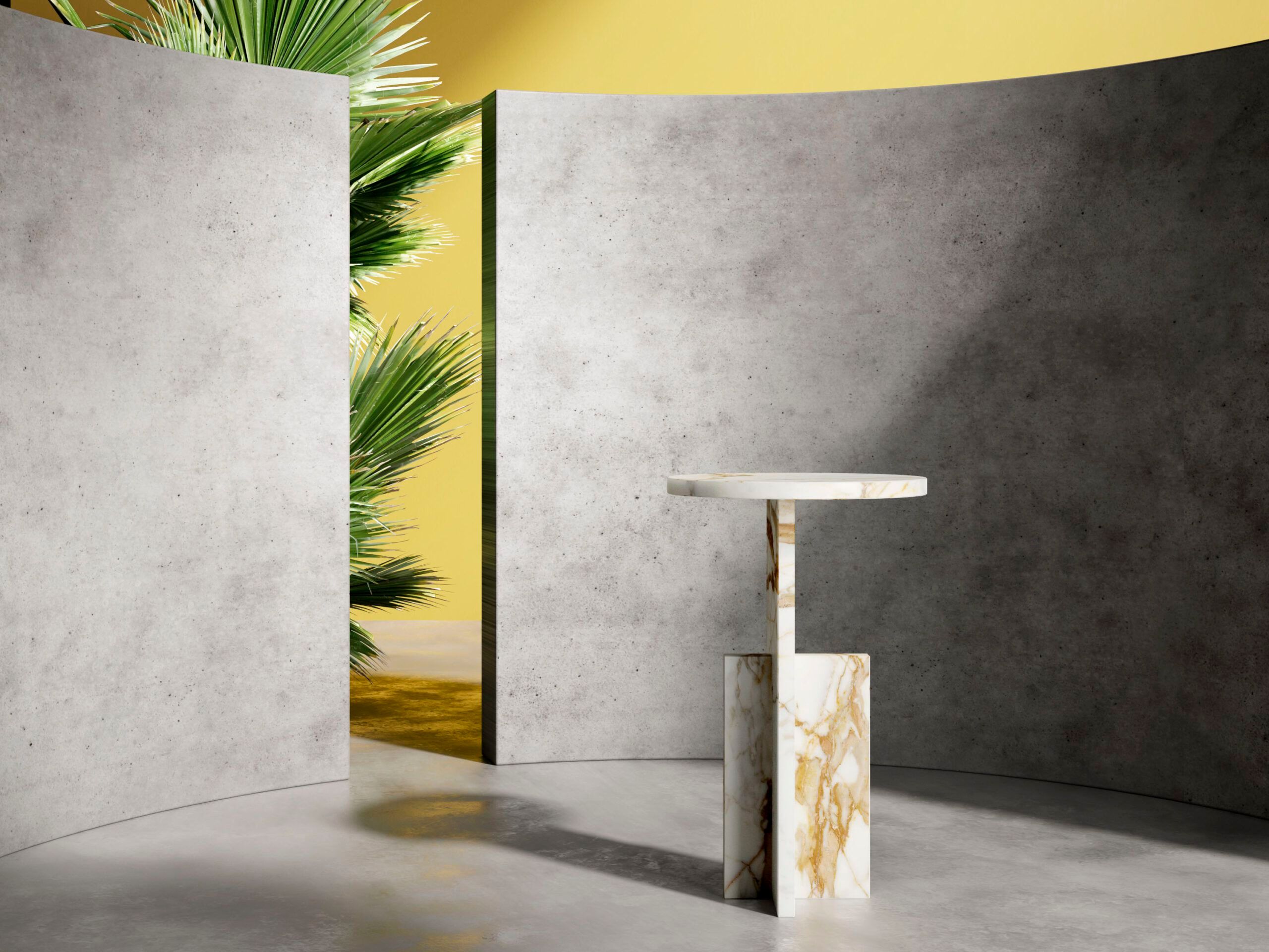 Высокий круглый журнальный столик из мрамора Calacatta Oro MILLE997 Element ARCH-00033444 - Вид №1